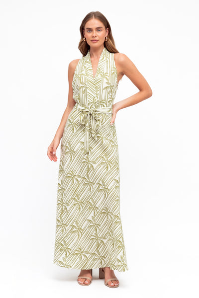 Asha Maxi Dress - Olive Print