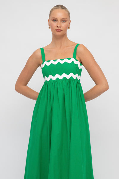 Holly Ric Rac Maxi Dress - Green