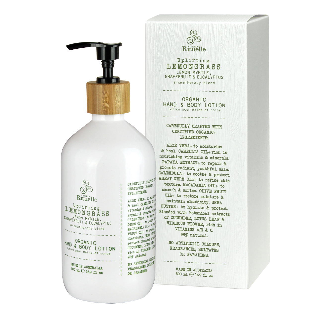 ~ Urban Rituelle Flourish Organics Hand & Body Lotion - Lemongrass, Lemon Myrtle, Grapefruit & Eucalyptus