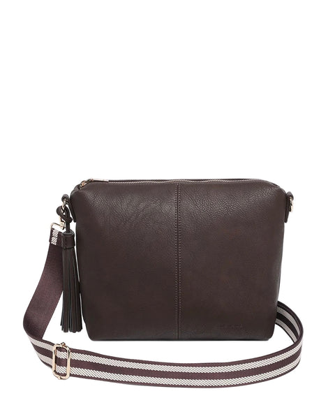 ~ LOUENHIDE Daisy Stripe Crossbody Bag - Chocolate