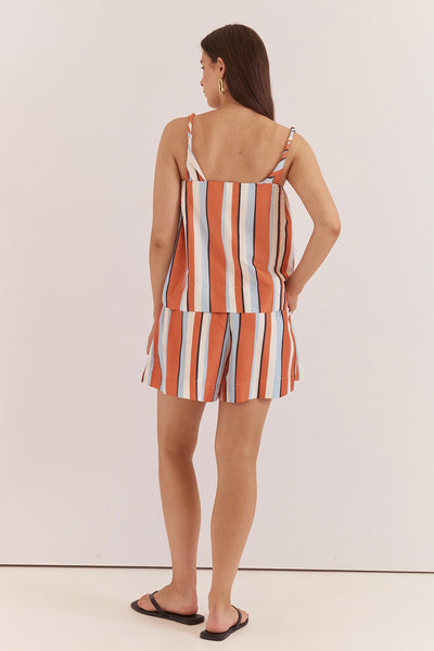 Sarah Relaxed Short - Multi Stripe Print