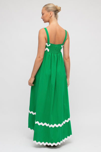 Holly Ric Rac Maxi Dress - Green