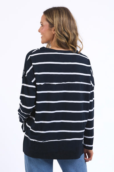 Jayne Stripe Throw On Top - Navy/White Stripe