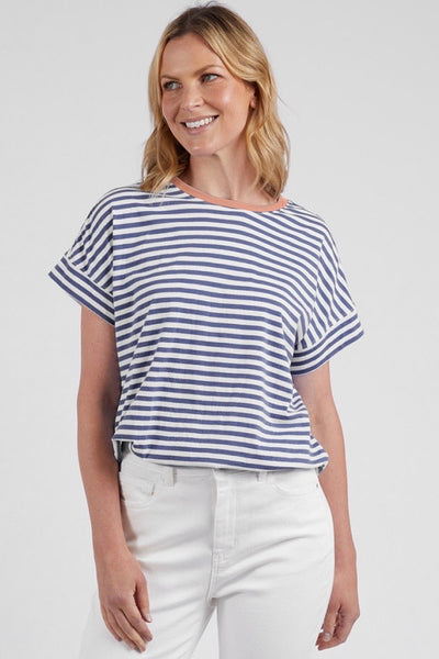 Jarrah Stripe S/S Tee - Navy/White Stripe