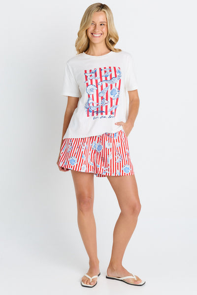 Ellia Crew Tee - Sun, Sea, Love Print
