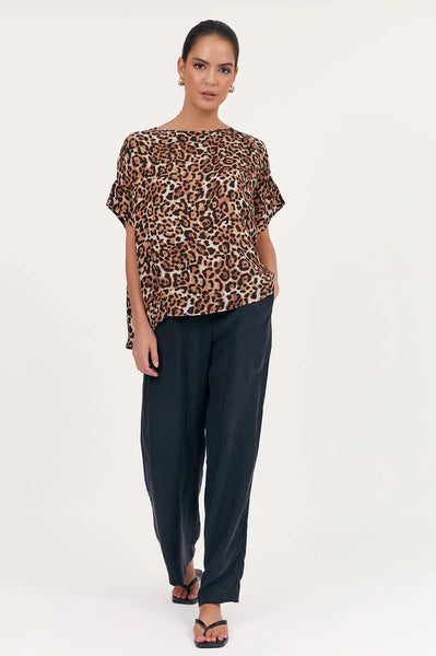 Greta Luxe Leopard Cupro Top - Leopard