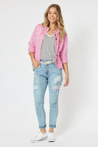 Maggie Denim Jacket - Flamingo