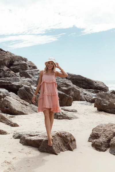 Keira Linen Dress - Shell Pink