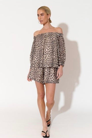 Crystal Leopard Print Off The Shoulder Top - Print