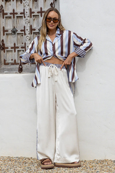 Portofino Pearl Stripe Pant - Cream