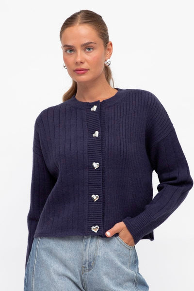 Ayana Knit Cropped Cardi - Navy