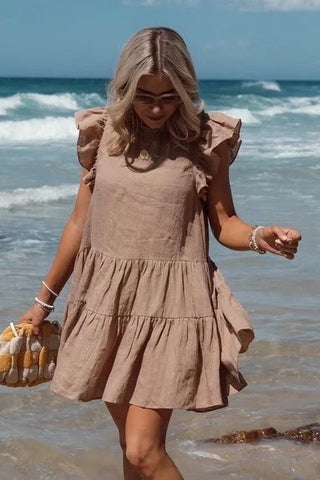 Jada Linen Dress - Tan