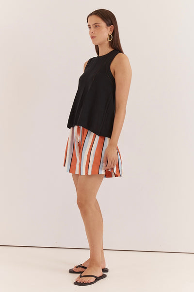 Sarah Relaxed Short - Multi Stripe Print