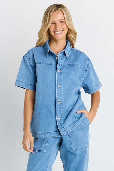 Quinn Cotton Shirt - Blue Medium