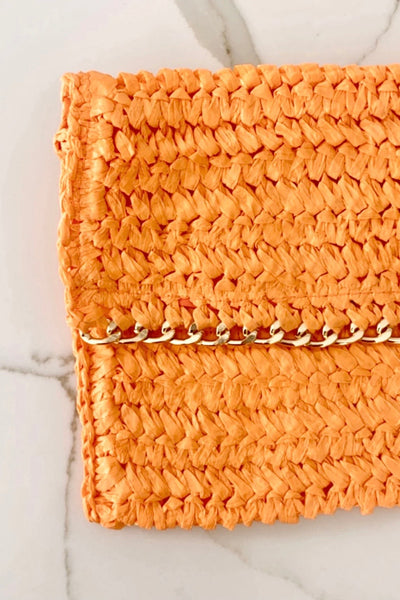 ~ Salty Safari Positano Clutch - Tangerine