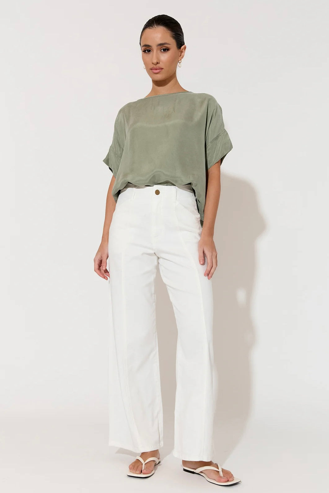 Greta Cupro Top - Khaki