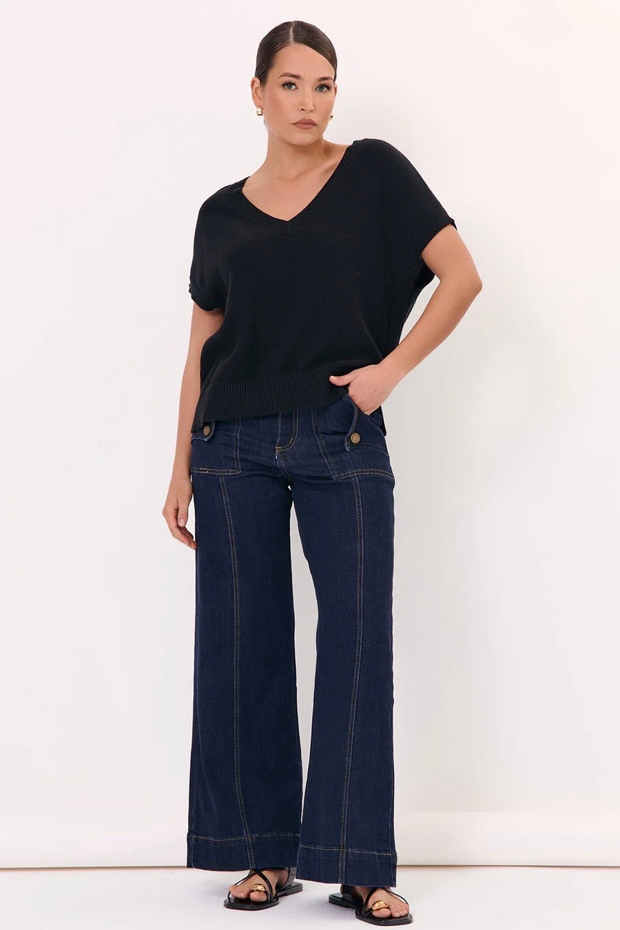 Samara Cotton Knit Top - Black