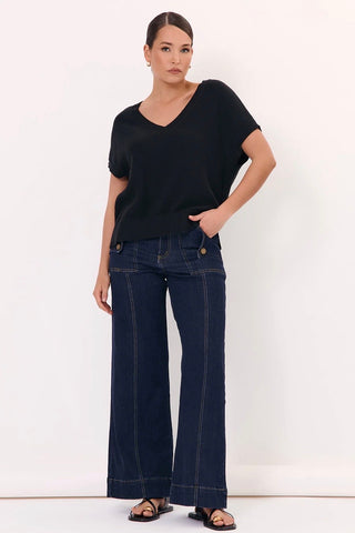 Samara Cotton Knit Top - Black