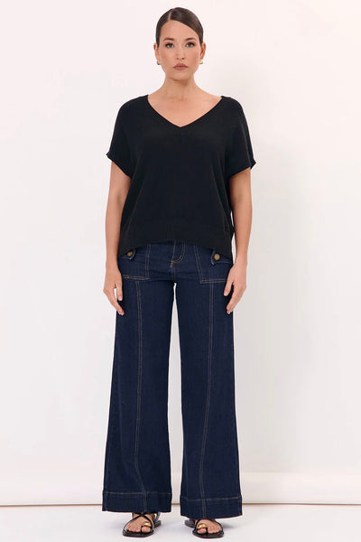 Samara Cotton Knit Top - Black
