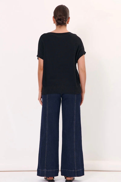 Samara Cotton Knit Top - Black