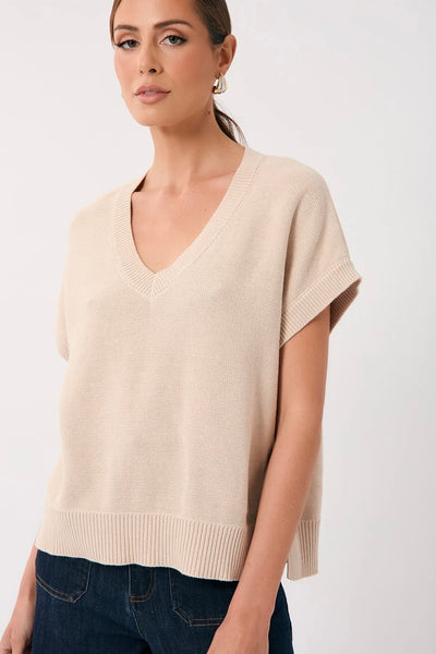 Samara Cotton Knit Top - Stone