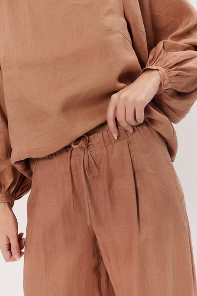 Josie Linen Pant - Tan
