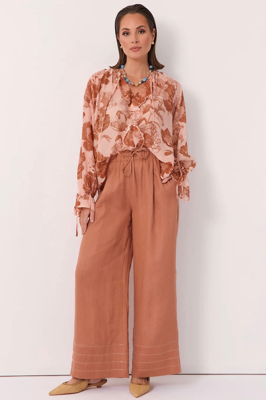 Josie Linen Pant - Tan