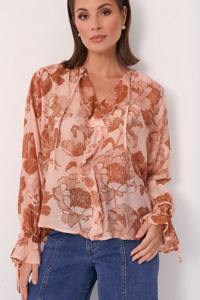 Freya Floral Long Sleeve Top - Floral