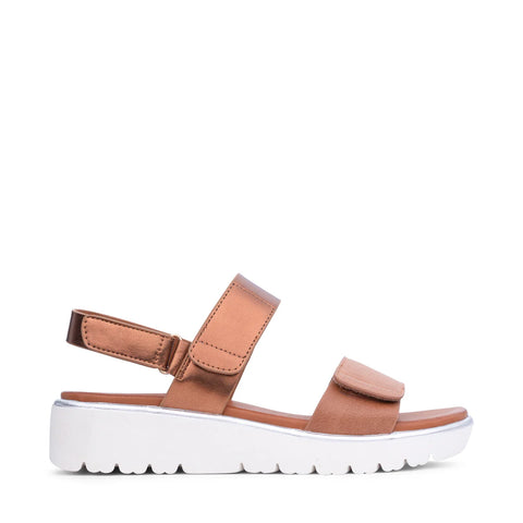 ~ LOS CABOS Arica Double Strap Wedge - Choc Bronze