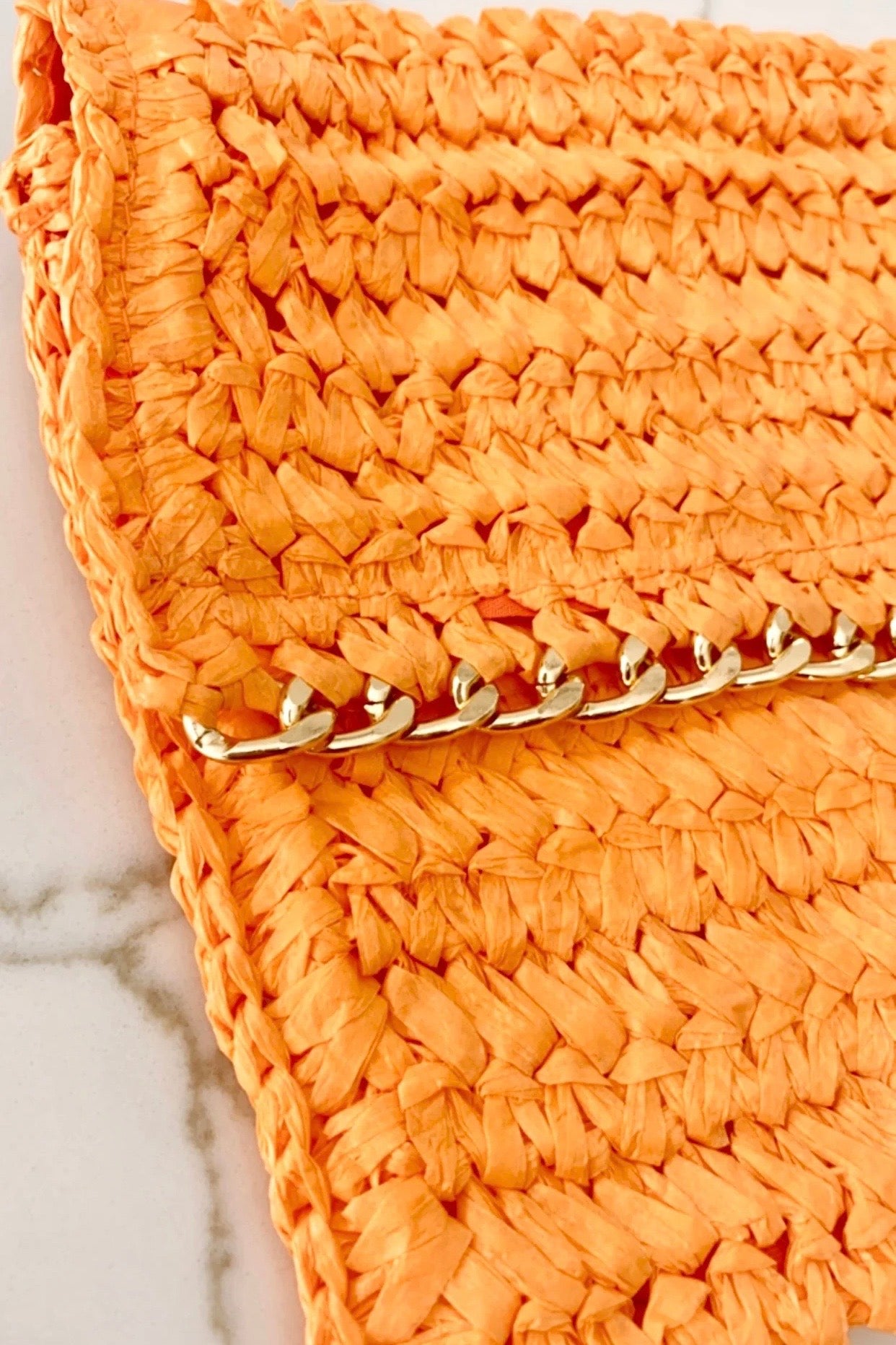 ~ Salty Safari Positano Clutch - Tangerine