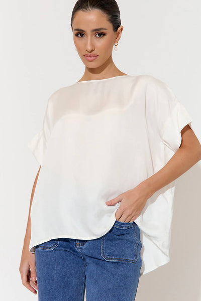 Greta Cupro Top - Pearl