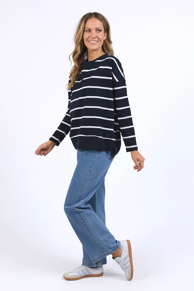 Jayne Stripe Throw On Top - Navy/White Stripe