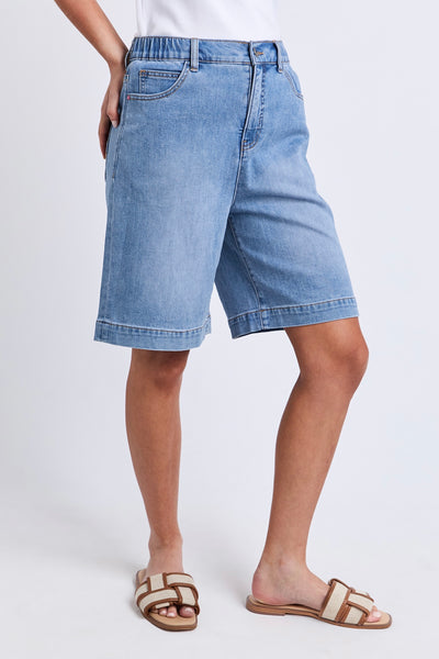 Birdie Long Denim Short - Light Blue Wash