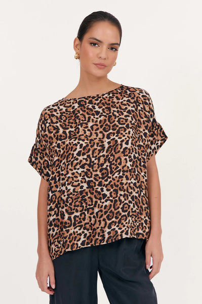 Greta Luxe Leopard Cupro Top - Leopard