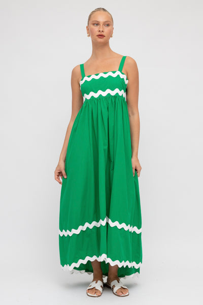 Holly Ric Rac Maxi Dress - Green