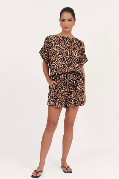 Kelly Luxe Leopard Cupro Short - Leopard