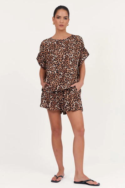 Kelly Luxe Leopard Cupro Short - Leopard