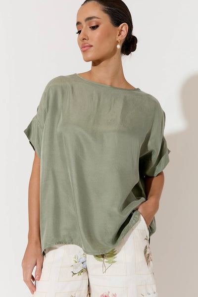 Greta Cupro Top - Khaki