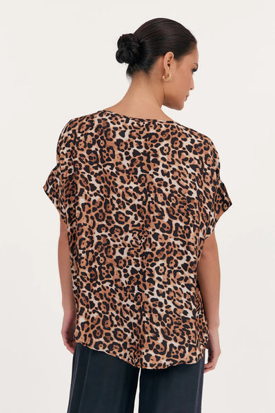 Greta Luxe Leopard Cupro Top - Leopard