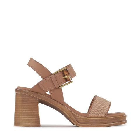 ~ LOS CABOS Burgos Block Heal - Caramel Raffia