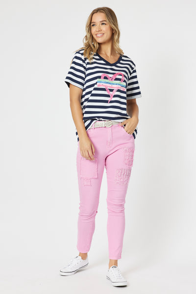 Taylor Patch Jeans - Flamingo