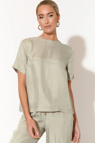 Arden Cupro Top - Sage Green