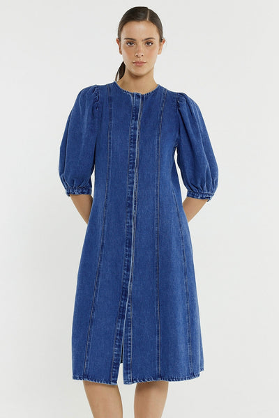 Elijah Midi Denim Dress - Classic Blue