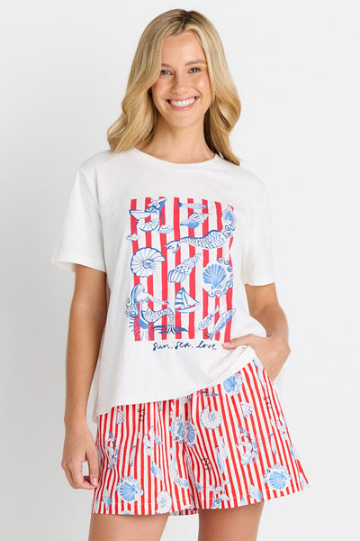 Ellia Crew Tee - Sun, Sea, Love Print