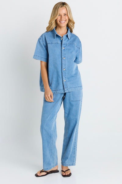 Quinn Cotton Shirt - Blue Medium