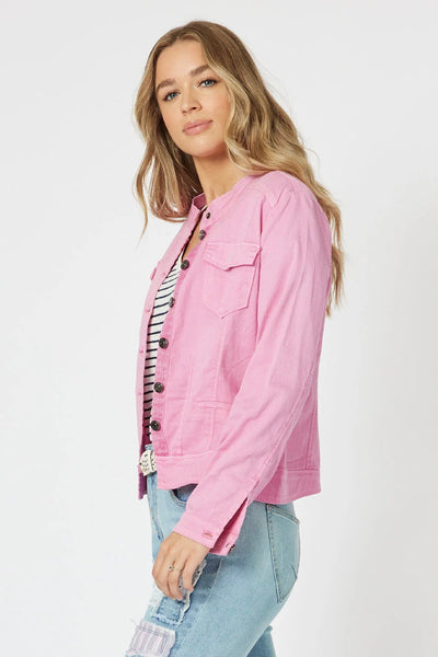 Maggie Denim Jacket - Flamingo