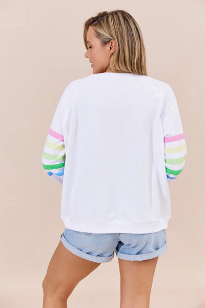 Forever Sweater - White/Pastel Stripes