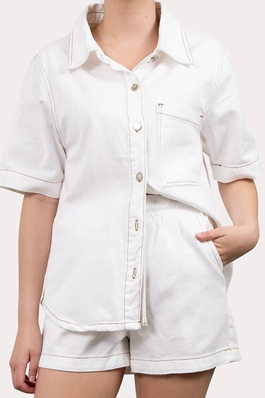 Abby Pull On Short - White