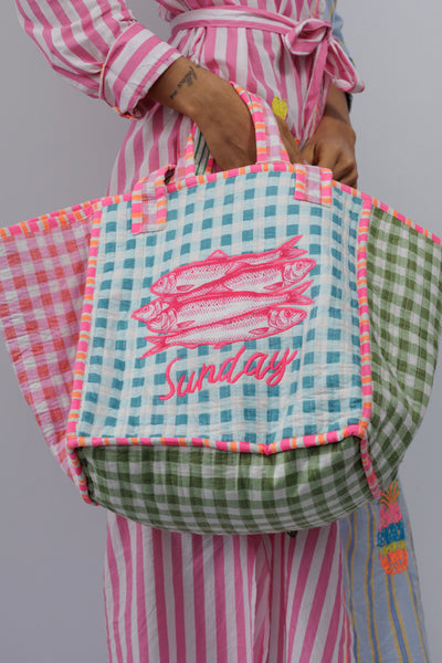 ~ Zoda Cotton Sunday Tote Bag - Multi