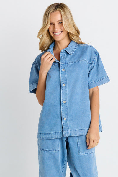 Quinn Cotton Shirt - Blue Medium